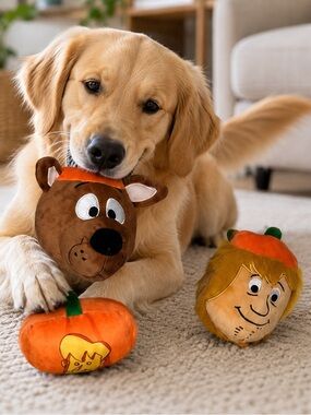 NEW - Scooby-Doo Halloween 3PC Plush Dog Toy Set Scooby Shaggy Pumpkin Pet Toys